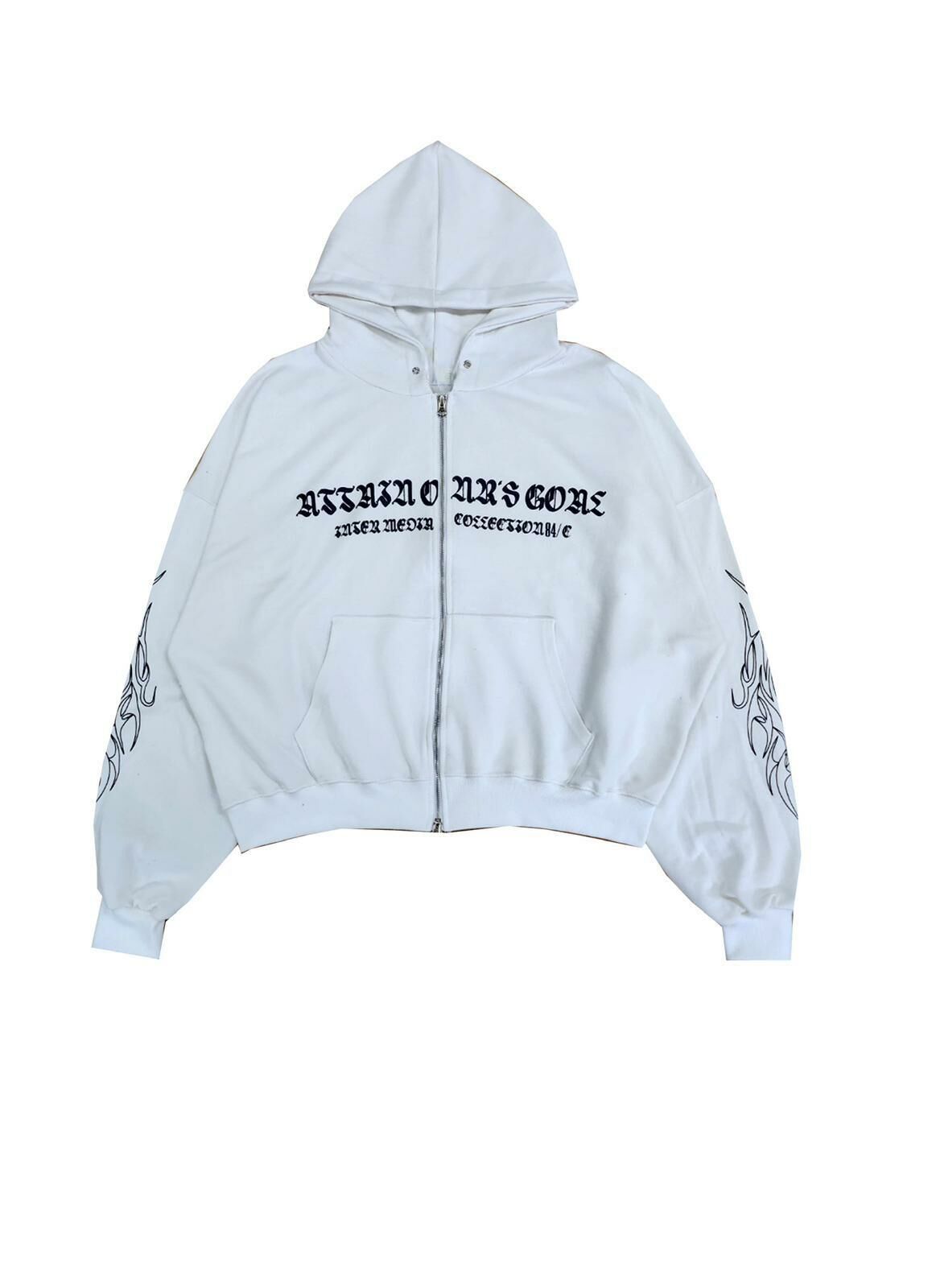 英文字圖案連帽拉鍊外套 JK2602