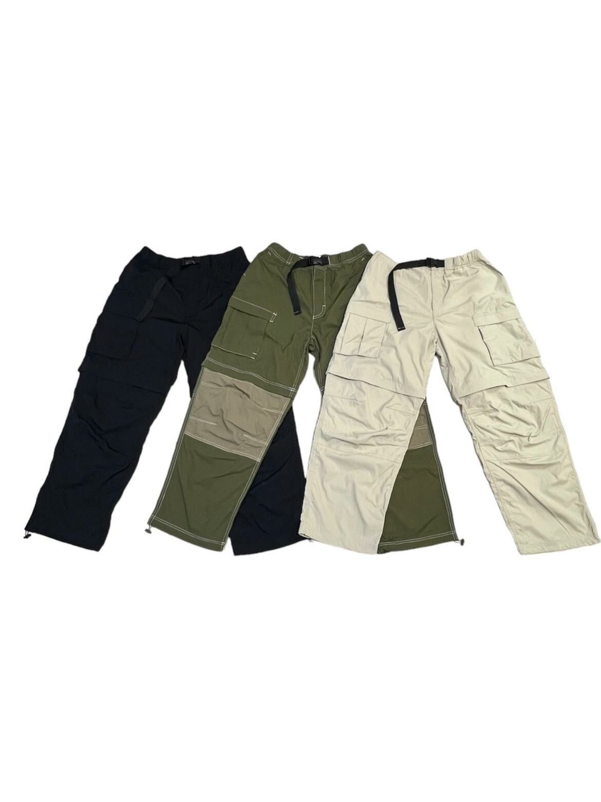 拼色工裝可束腳鬆身褲(可拆短褲) P3033