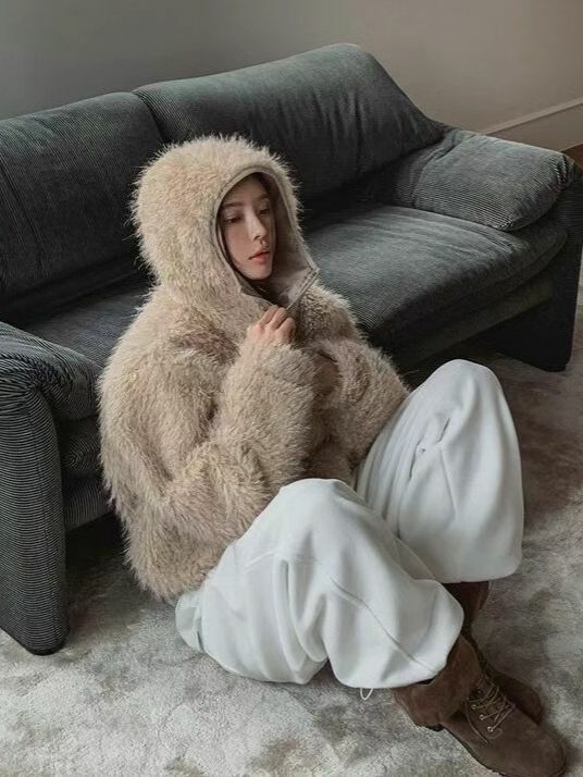 淨色連帽毛毛褸(夾棉) JK2608