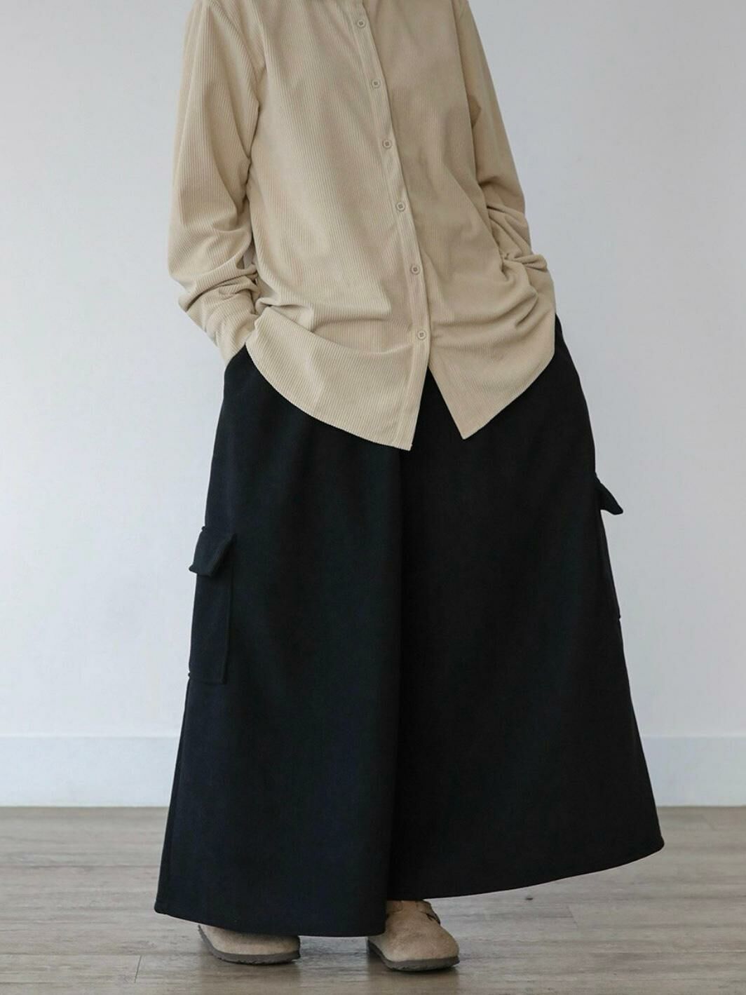 淨色鬆身裙褲(薄抓毛底) P3037