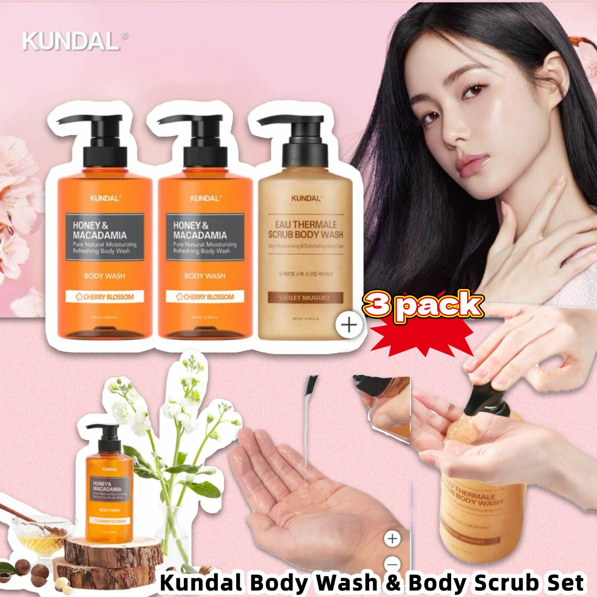 【預購】Kundal G010714 沐浴露+磨砂膏套盒 3pk