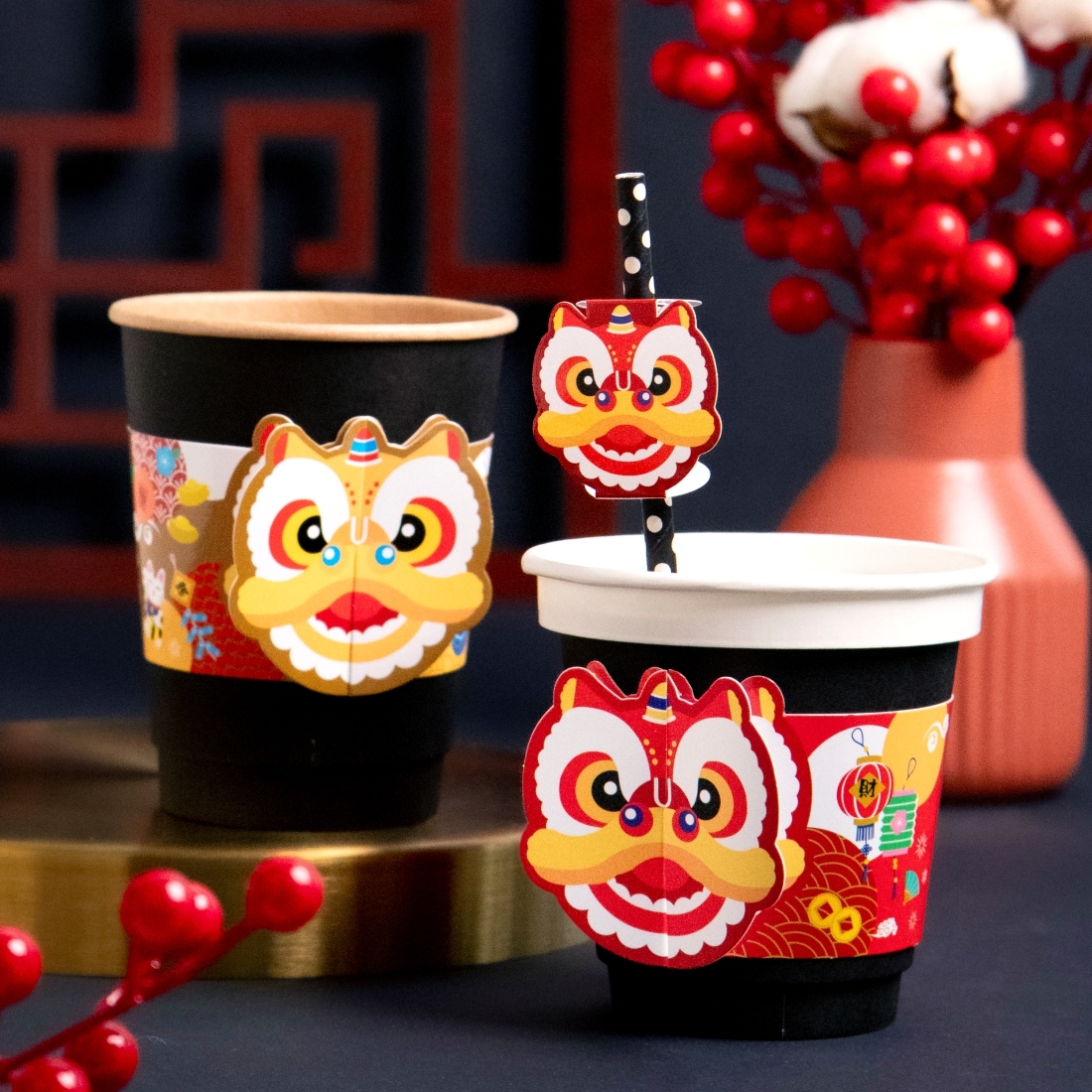 新春紙杯套 舞獅款
