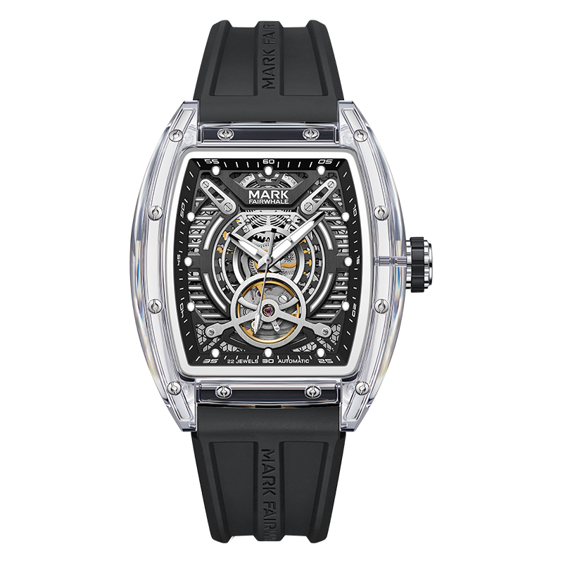 【Mark fairwhale 馬克菲爾】 FW-6860-P 時尚 潮流 鏤空 夜光 矽膠 機械 手錶 -*