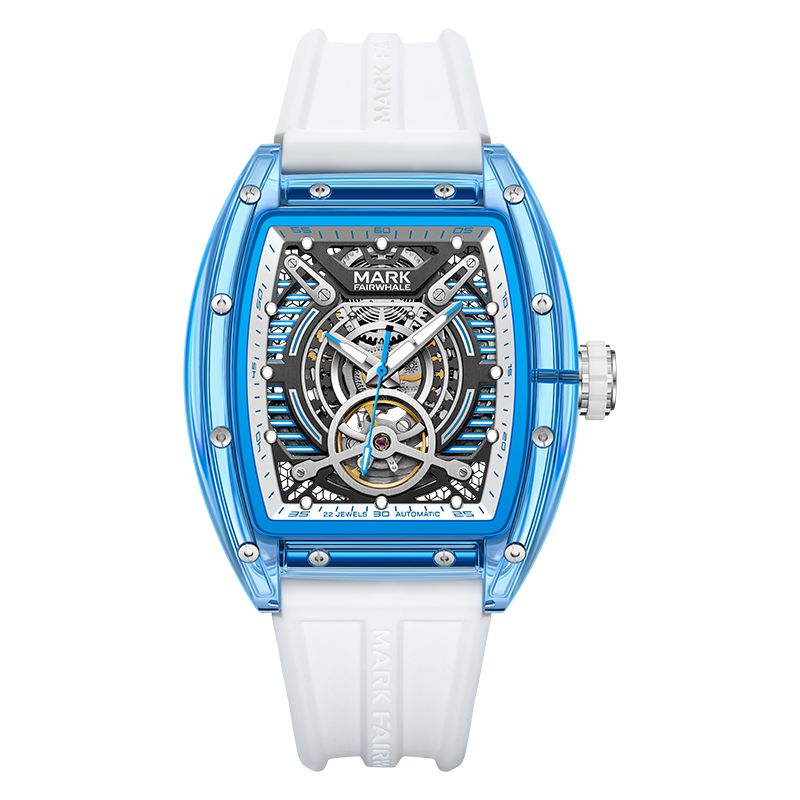 【Mark fairwhale 馬克菲爾】 FW-6860-P 時尚 潮流 鏤空 夜光 矽膠 機械 手錶 -*