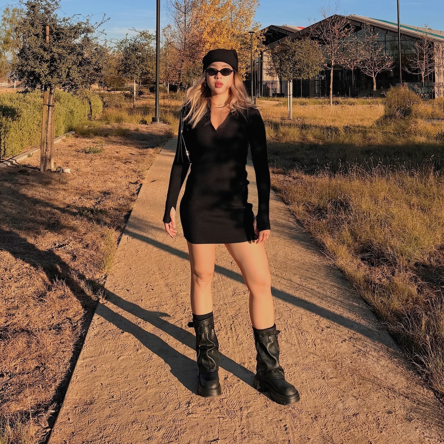 皮革襪套厚底馬丁靴