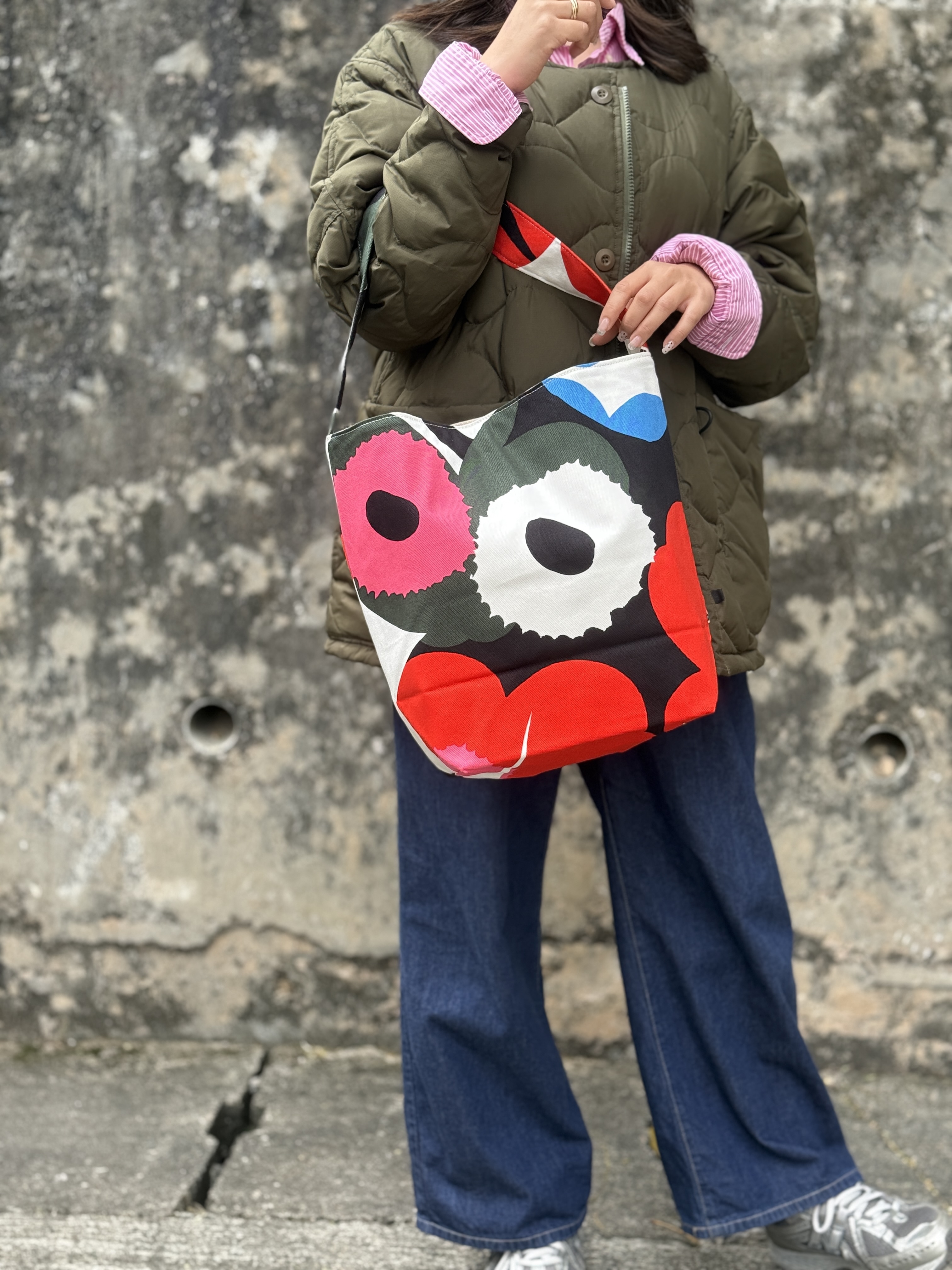 Shoulder tote | Marimekko co-creted limited canvas fabric | multi colour Unikko