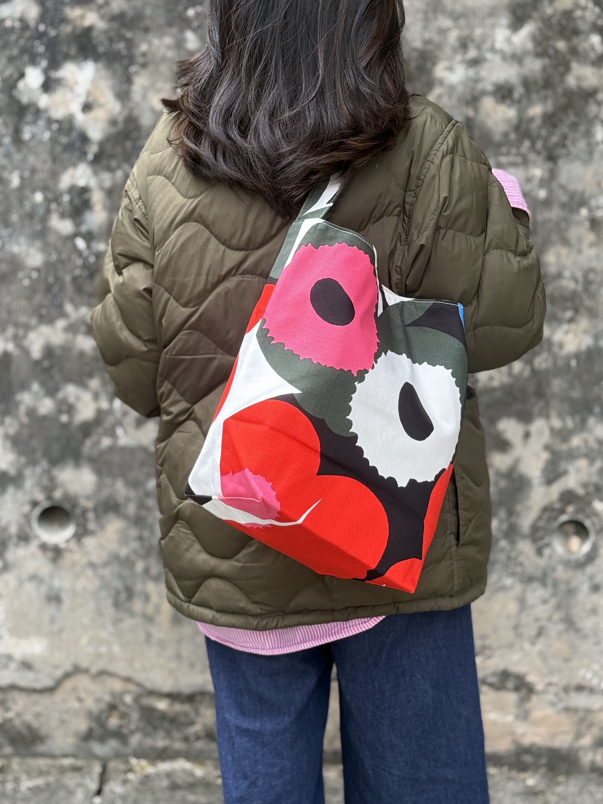 Shoulder tote | Marimekko co-creted limited canvas fabric | multi colour Unikko