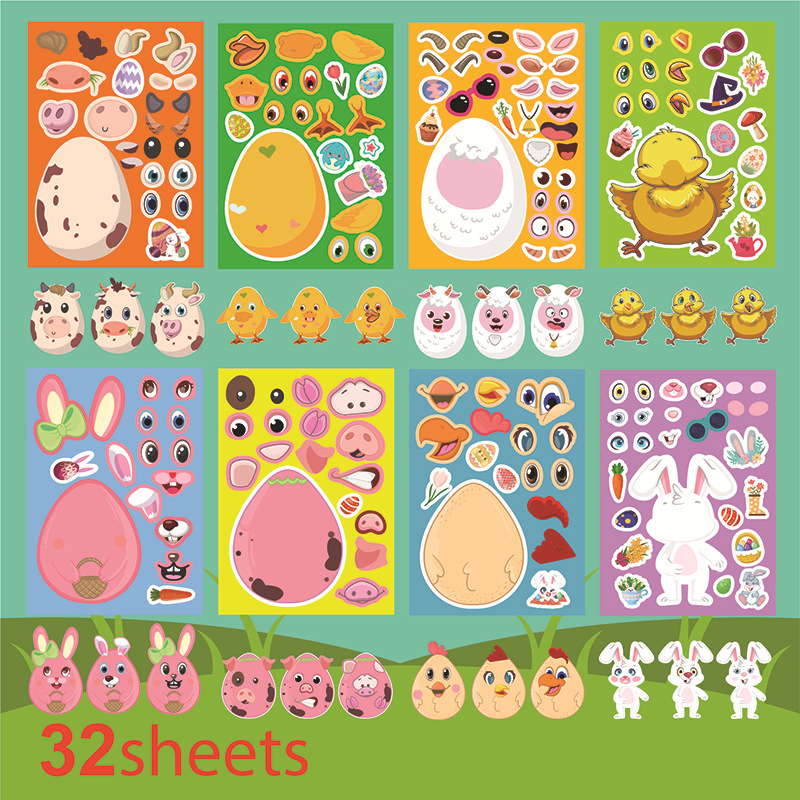復活節DIY彩蛋禮物貼紙 (一包32張) YE003