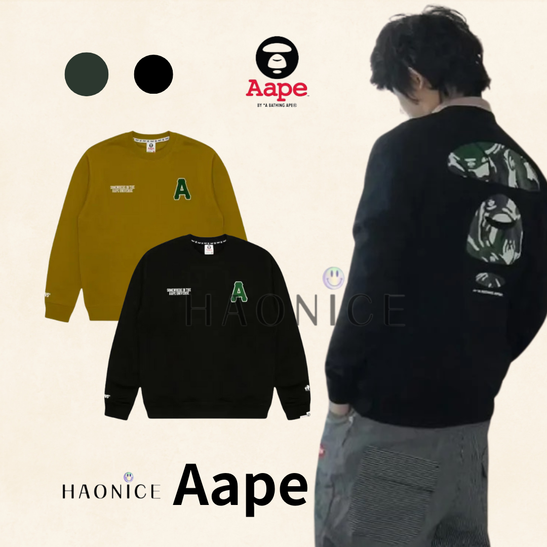 【HAO NICE 】香港經銷商🇭🇰100%正品 日本潮流 Aape 24FW秋冬爆款 經典背後迷彩猿人頭 街頭感🈵️🈵 長袖 大學T
