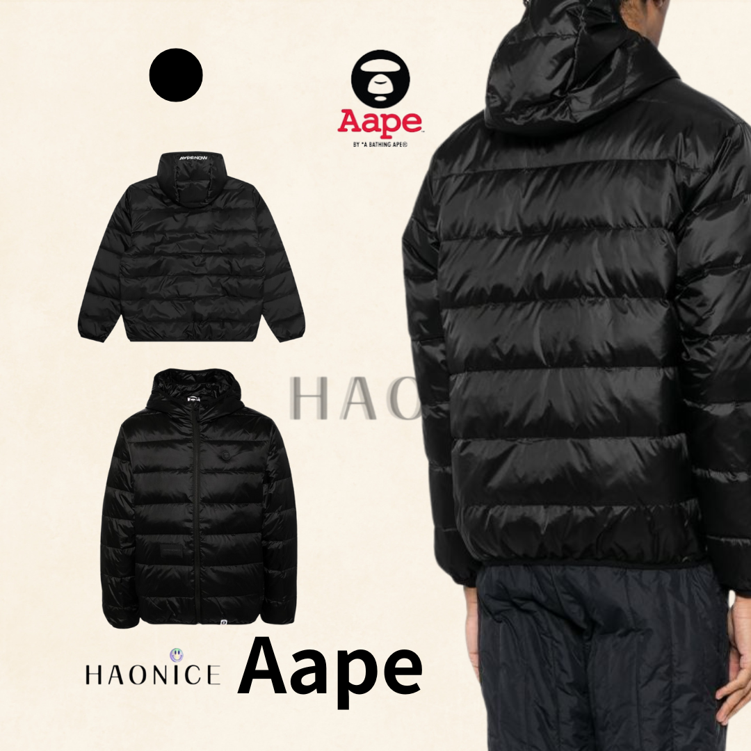 【HAO NICE 】香港經銷商🇭🇰100%正品 日本潮流Aape 24SS 秋冬爆款 素色百搭 超經典猿人頭小logo長袖 羽絨外套