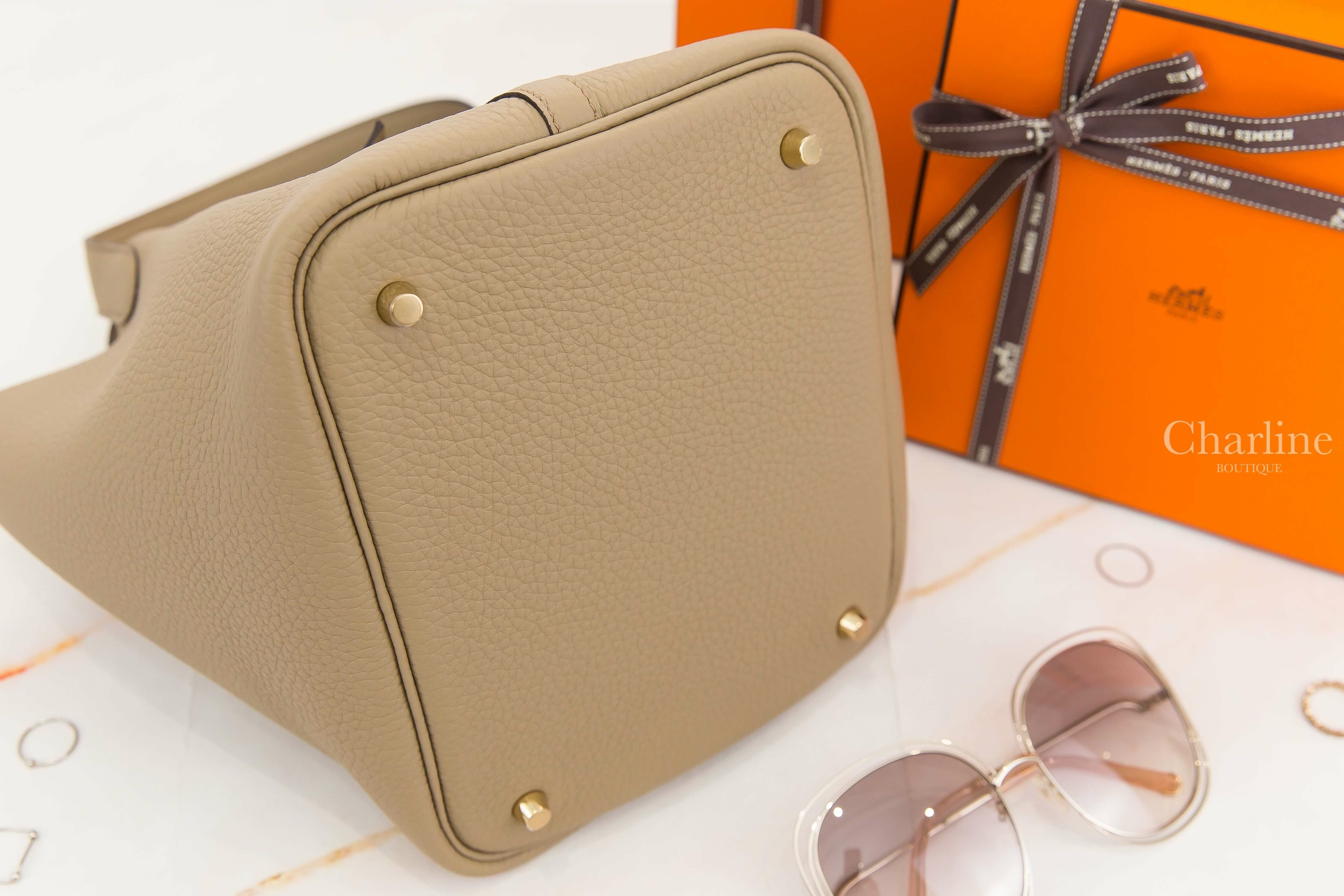 Hermès Picotin Lock 22cm 8Q Beige Marfa Taurillon Clemence 馬爾法米色金釦中型提把水桶包-Charline Boutique 精品代購