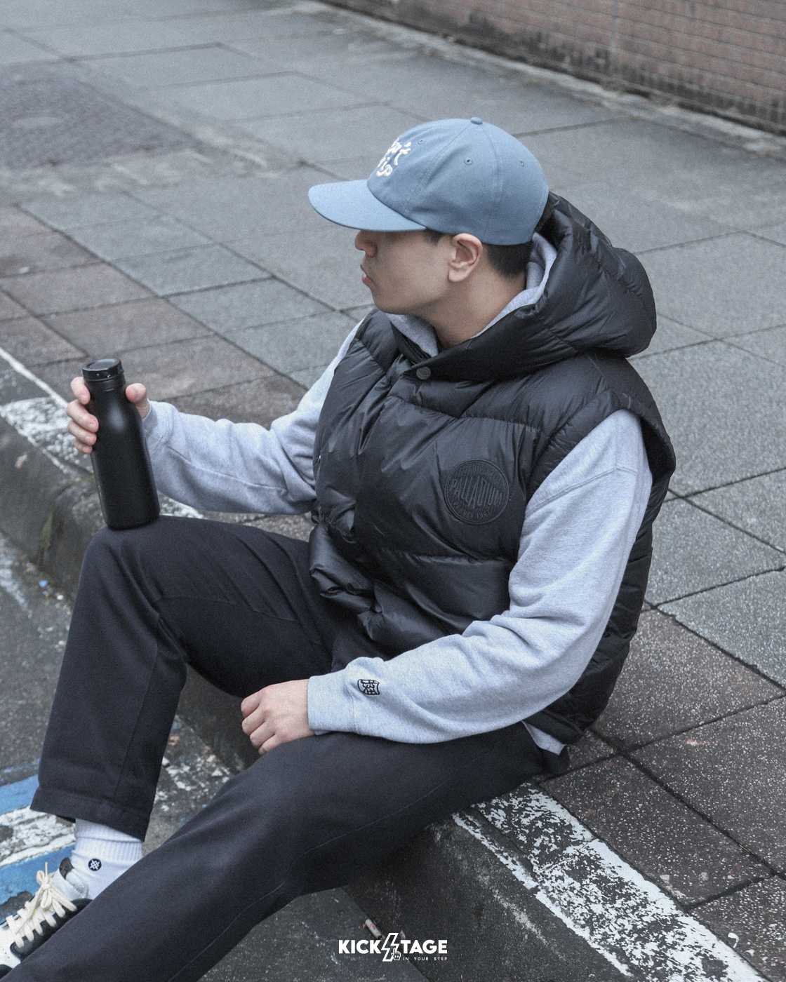 **特價商品售出無退換**男女款 PALLADIUM LOGO HOODED DOWN VEST 鉛黑色 連帽 羽絨 保暖 背心【1910519-032】