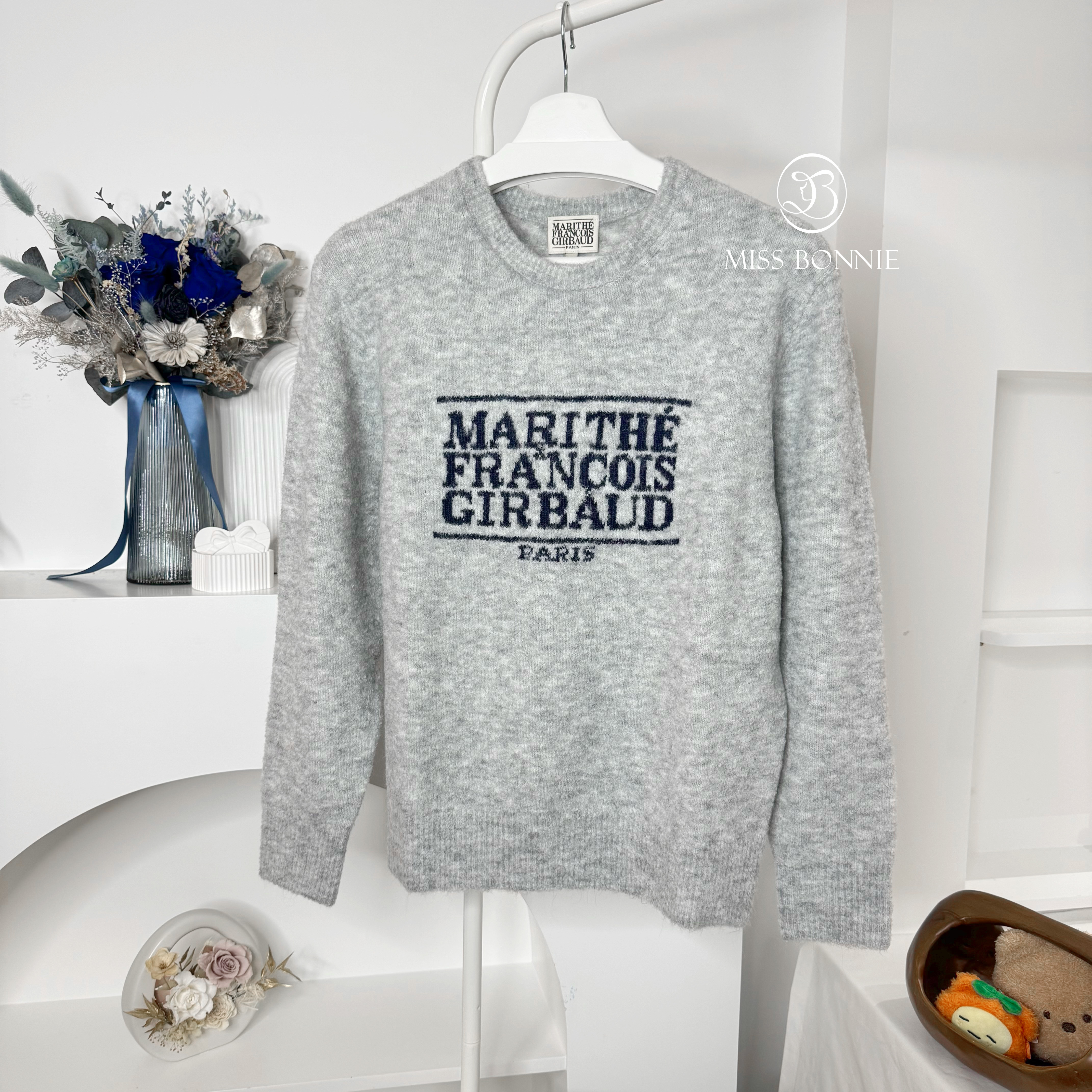 MFG毛絨絨針織大標長版上衣(淺灰/LIGHT GRAY)