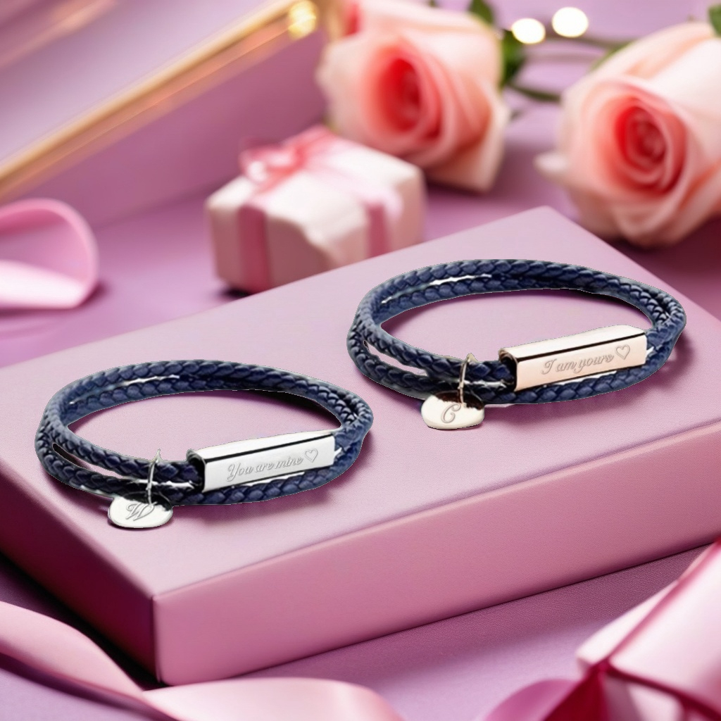 情侶刻字皮革手環