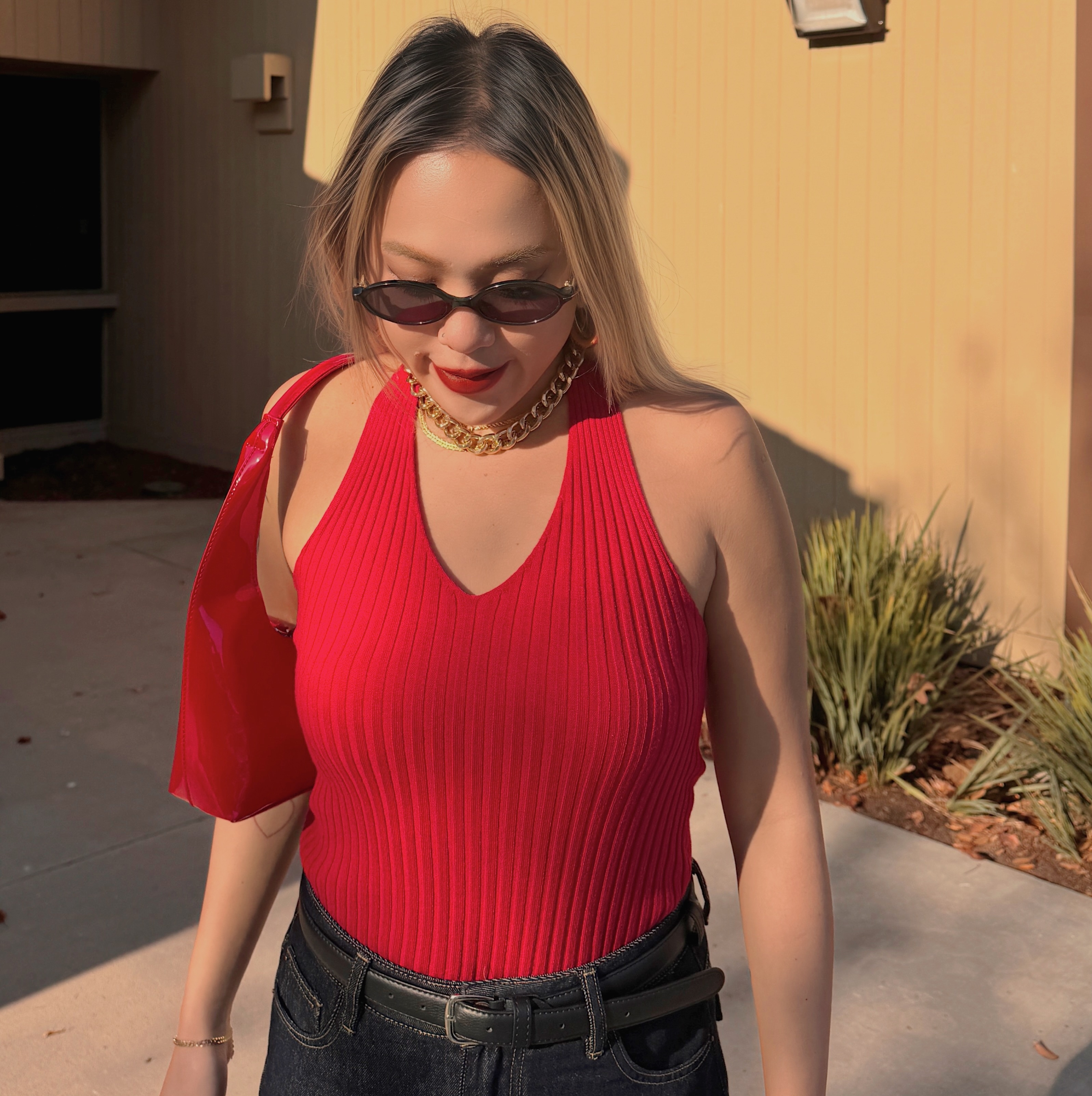 酒紅復古🍷Ｖ領繞脖背心