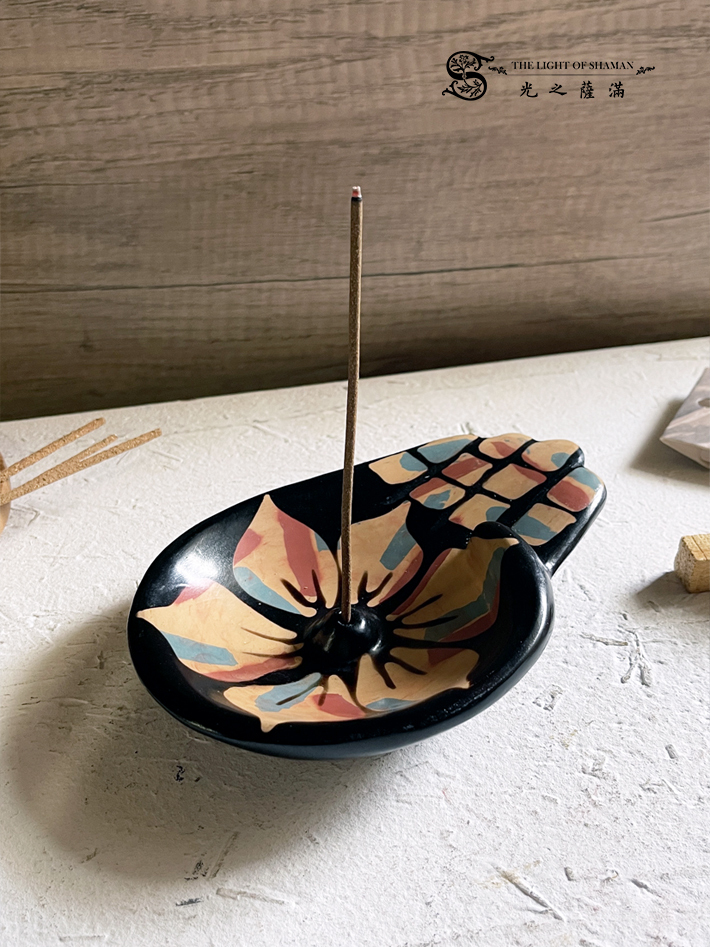 限量聖木香台 古印加風  佛手印加圖騰小香盤香台 香粉線香錐香聖木棍適用 -光之薩滿