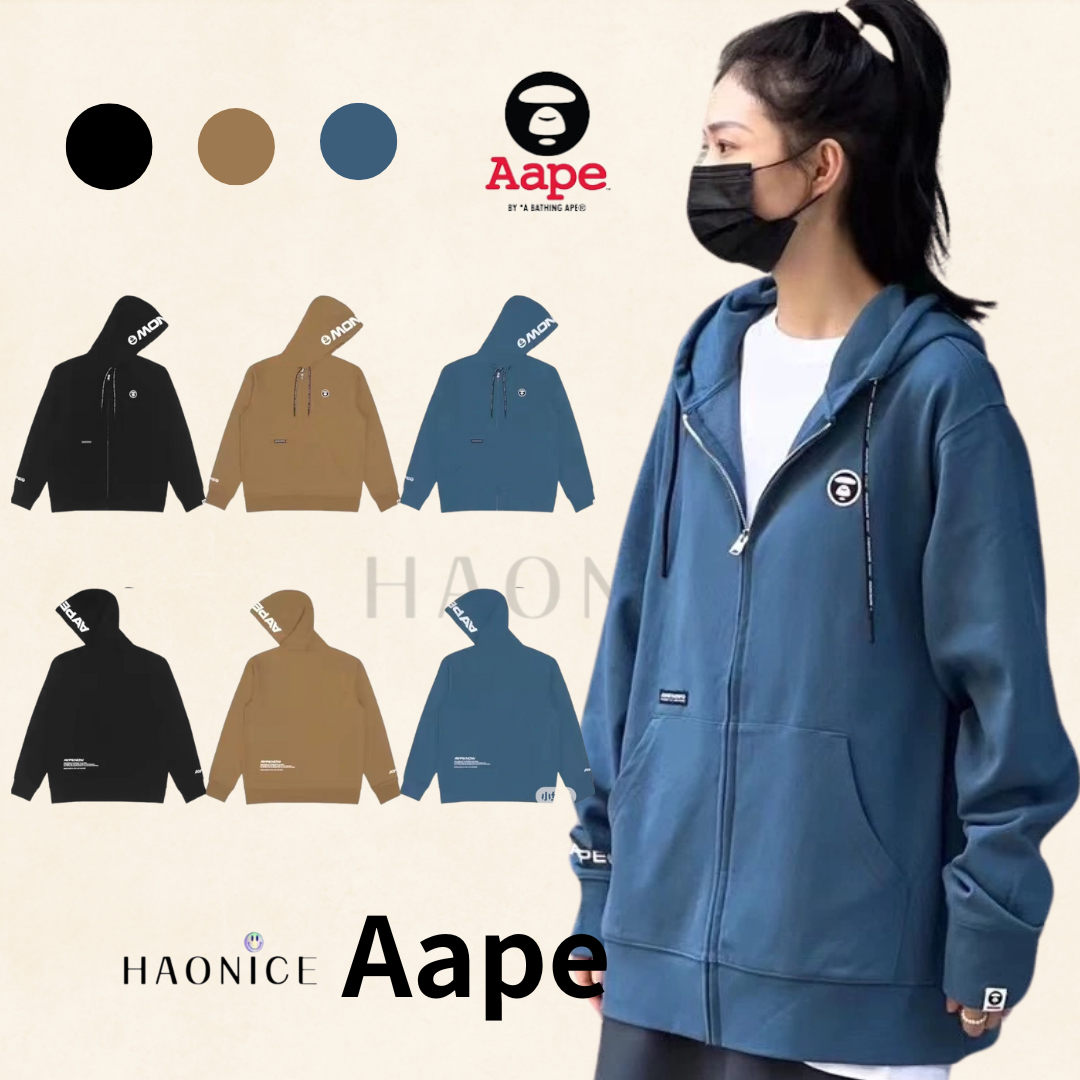 【HAO NICE 】香港經銷商🇭🇰100%正品 日本潮流Aape23FW秋冬爆款 經典猿人頭 素色字母百搭款 長袖 拉鍊外套🔥
