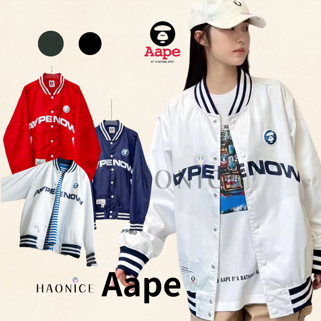 【HAO NICE 】香港經銷商🇭🇰100%正品日本潮流Aape23FW秋冬爆款 特殊色搭配彩色猿人頭🔥長袖 薄款棒球外套