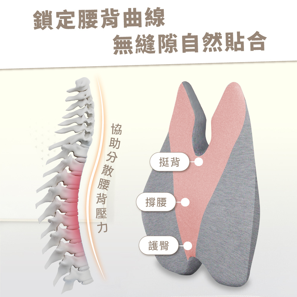 靠背墊貼合脊椎的圖片