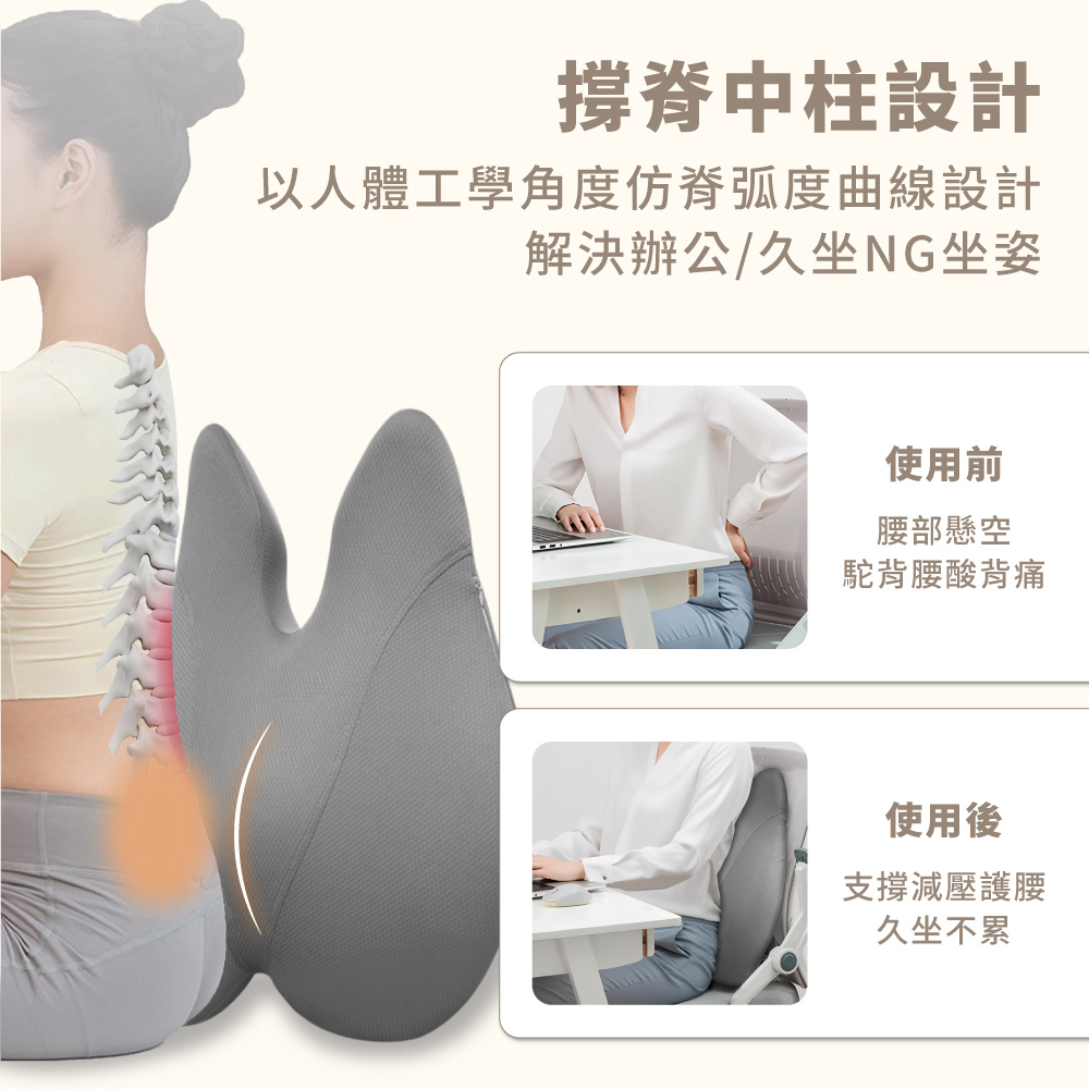 挺脊中柱以人體工學設計解決辦公室久坐NG坐姿