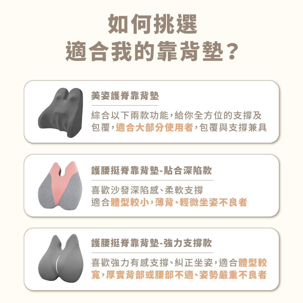如何依功能選擇最適合自己的靠背墊