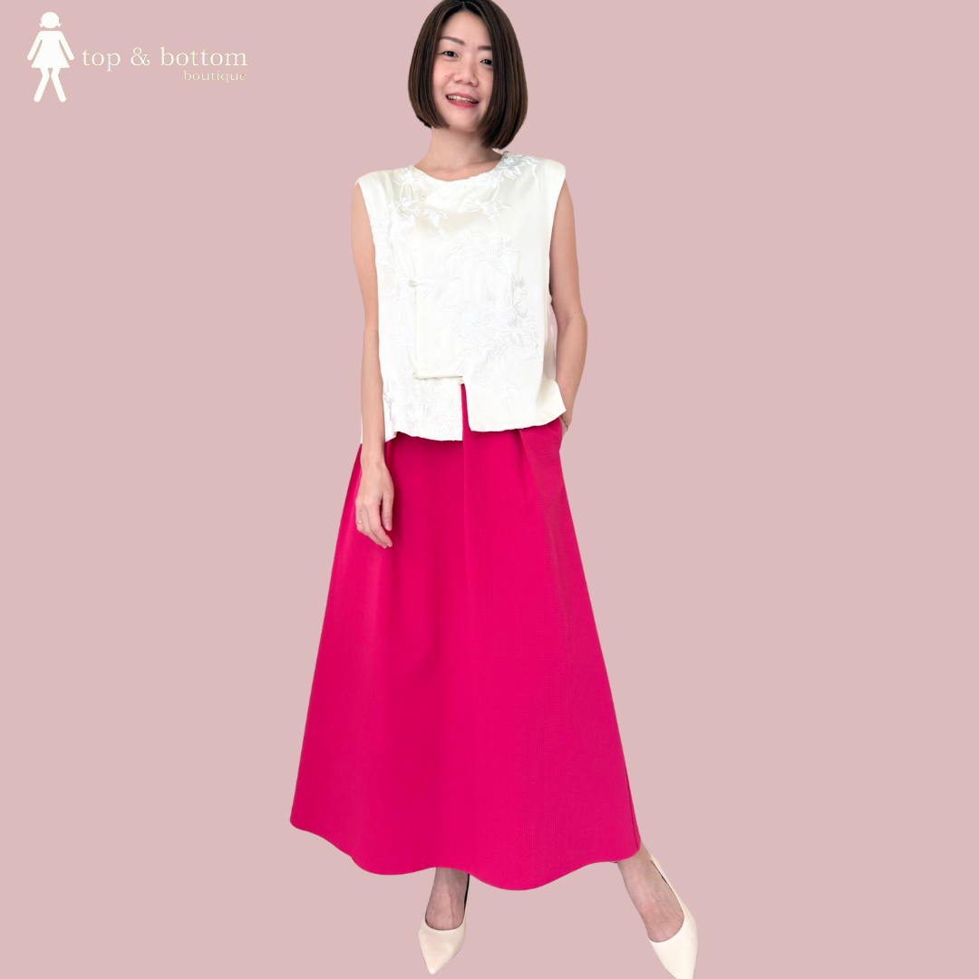 EMBOSSED TEXTURE WIDE MIDI SKIRT