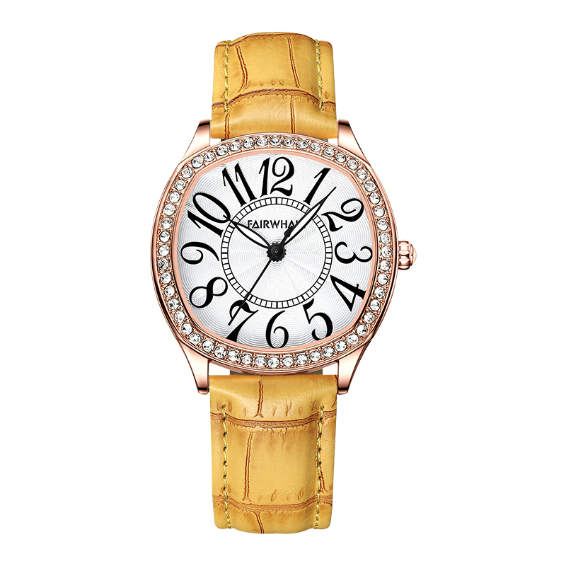 【Mark Fairwhale 馬克菲爾】FW-3440 摩登 潮流 優雅 女士 真皮錶帶 石英錶-