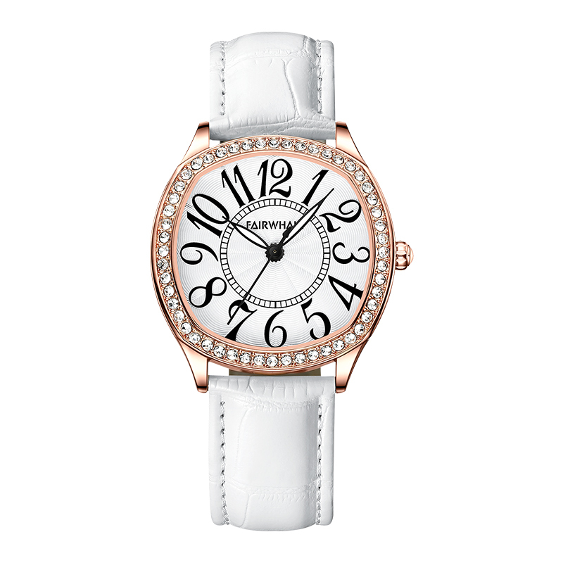 【Mark Fairwhale 馬克菲爾】FW-3440 摩登 潮流 優雅 女士 真皮錶帶 石英錶-