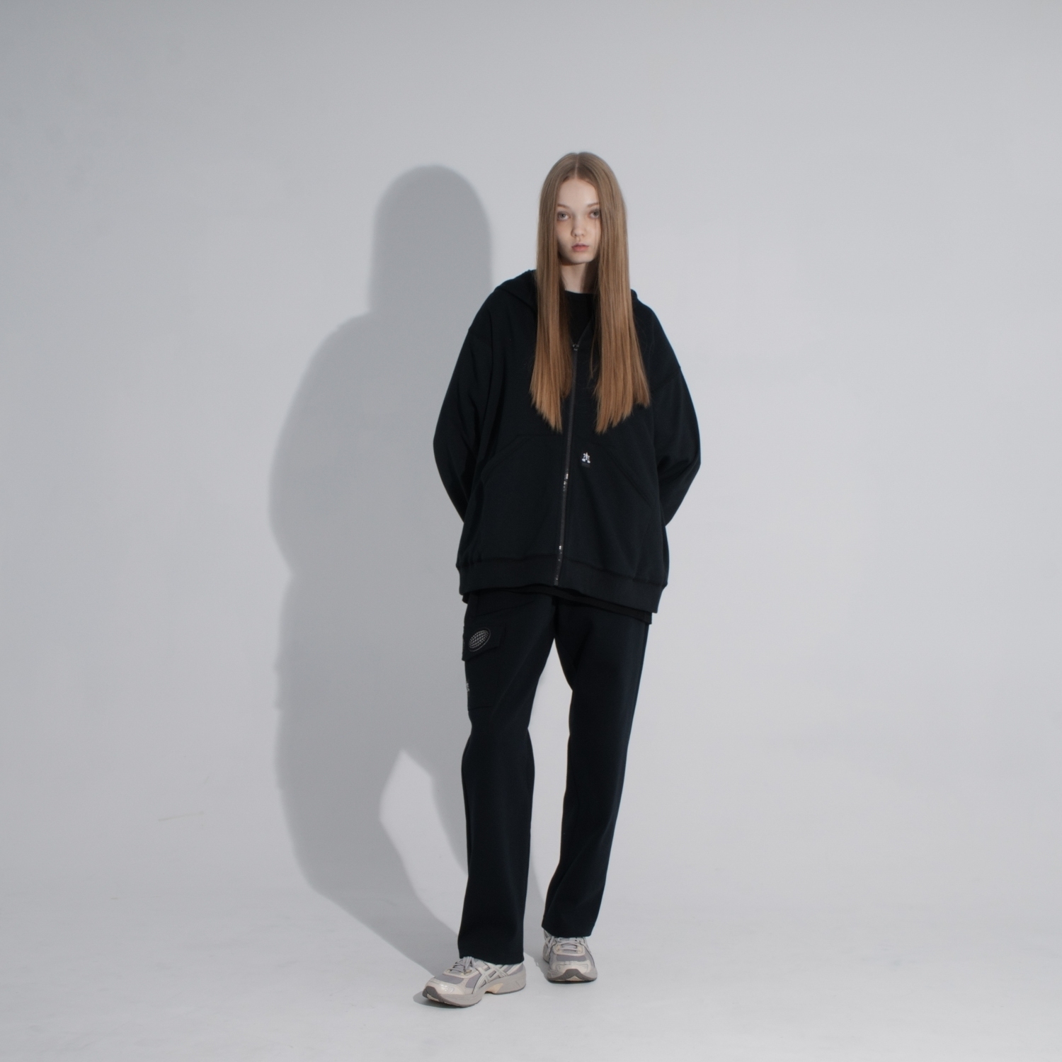 反光矚目連帽外套-黑