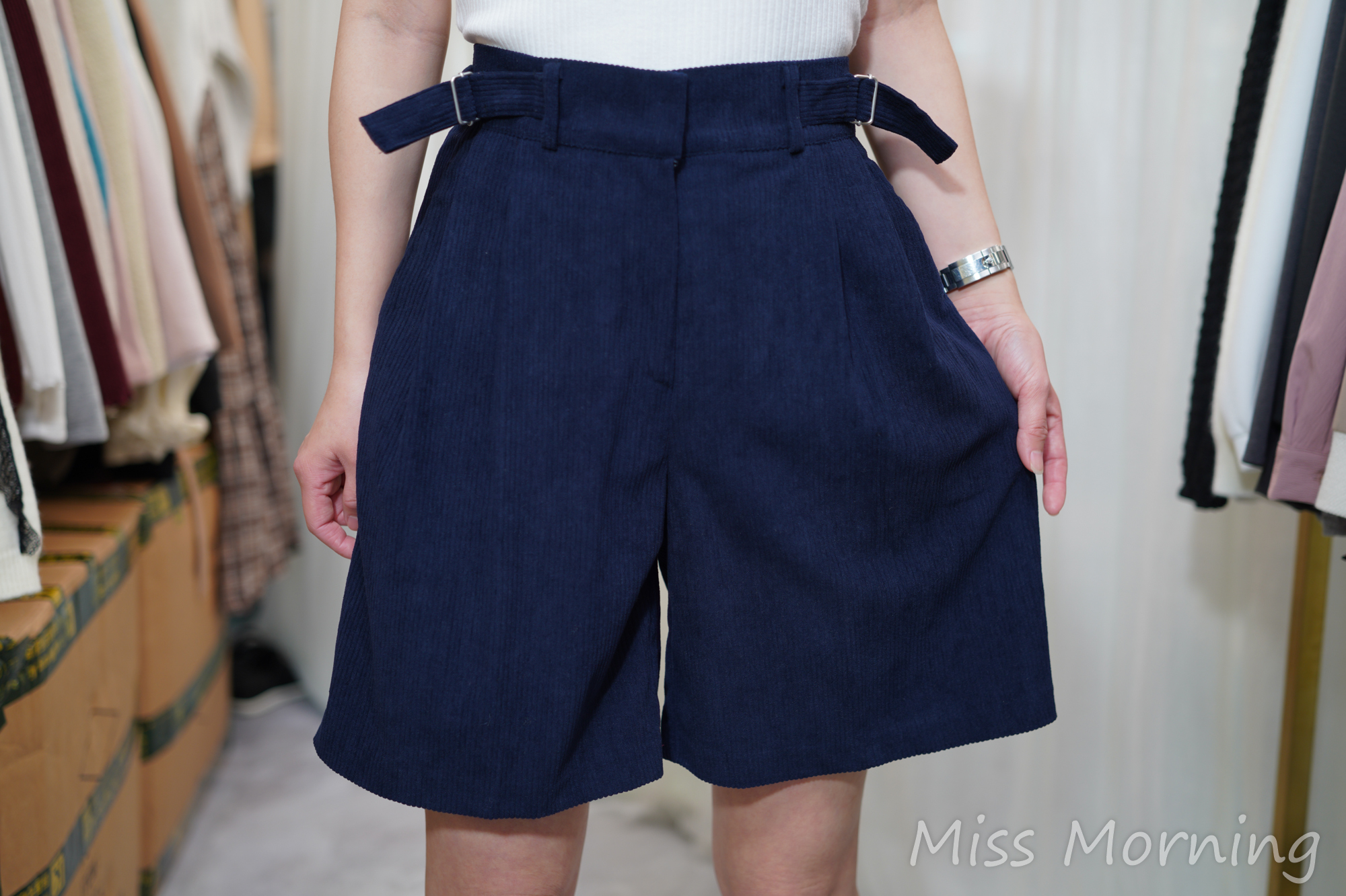 兩邊束高質5分褲(33875)