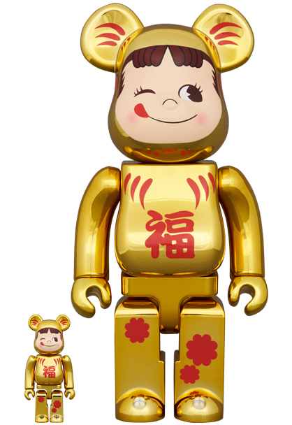 100%+400% BE@RBRICK  達磨 ペコちゃん 金メッキ  Daruma Peko-chan Gold Plated