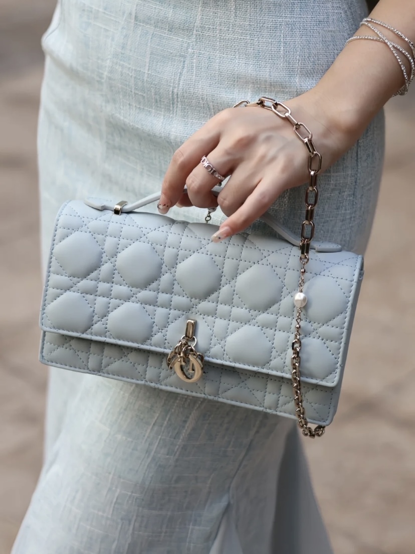 DIOR My Dior Cannage 藤格紋圖案羊皮 迷你手袋