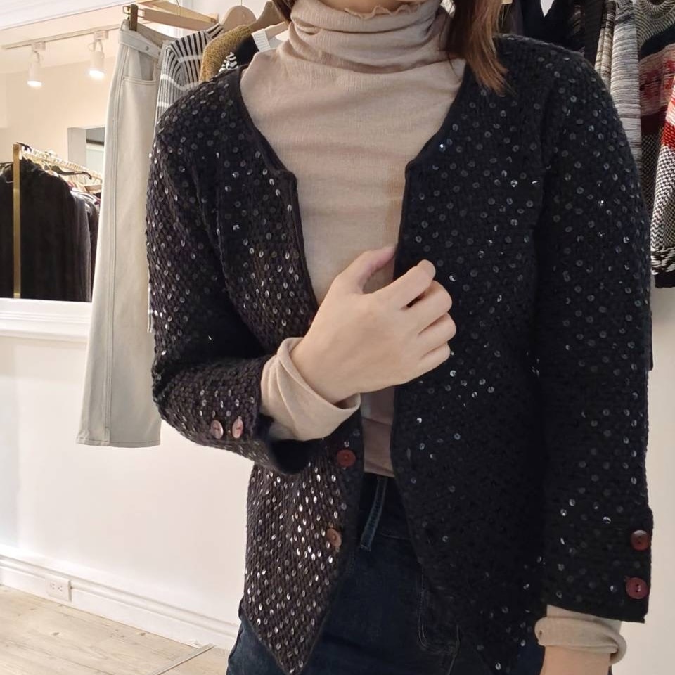 手工亮片修身針織罩衫