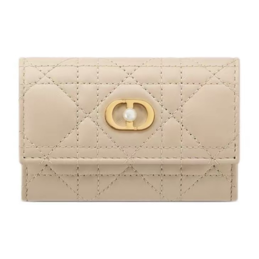 DIOR Jolie Scarlet Cannage 藤格紋圖案羊皮銀包