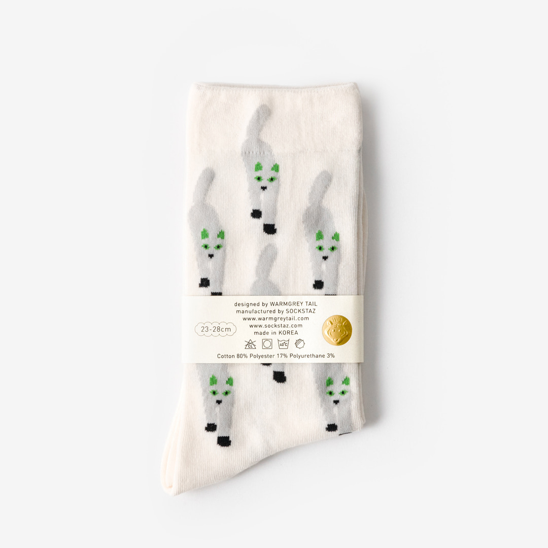 WARMGREY TAIL 中筒襪-貓來了(二色可選)