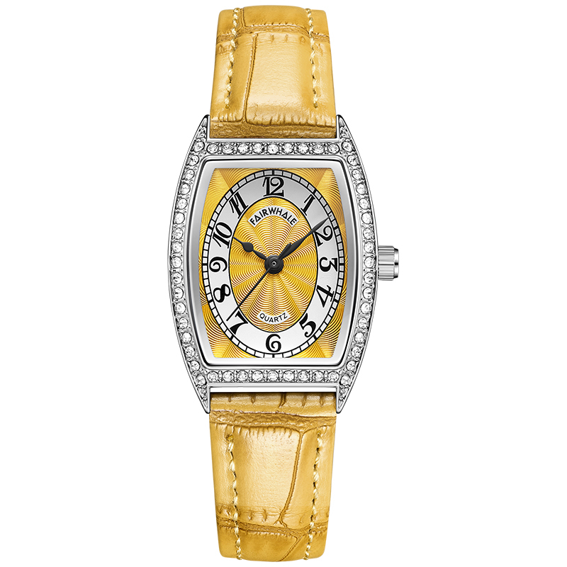 【Mark Fairwhale 馬克菲爾】FW-3450 弧形錶殼 晶鑽錶圈 優雅 魅力 女士 石英錶-