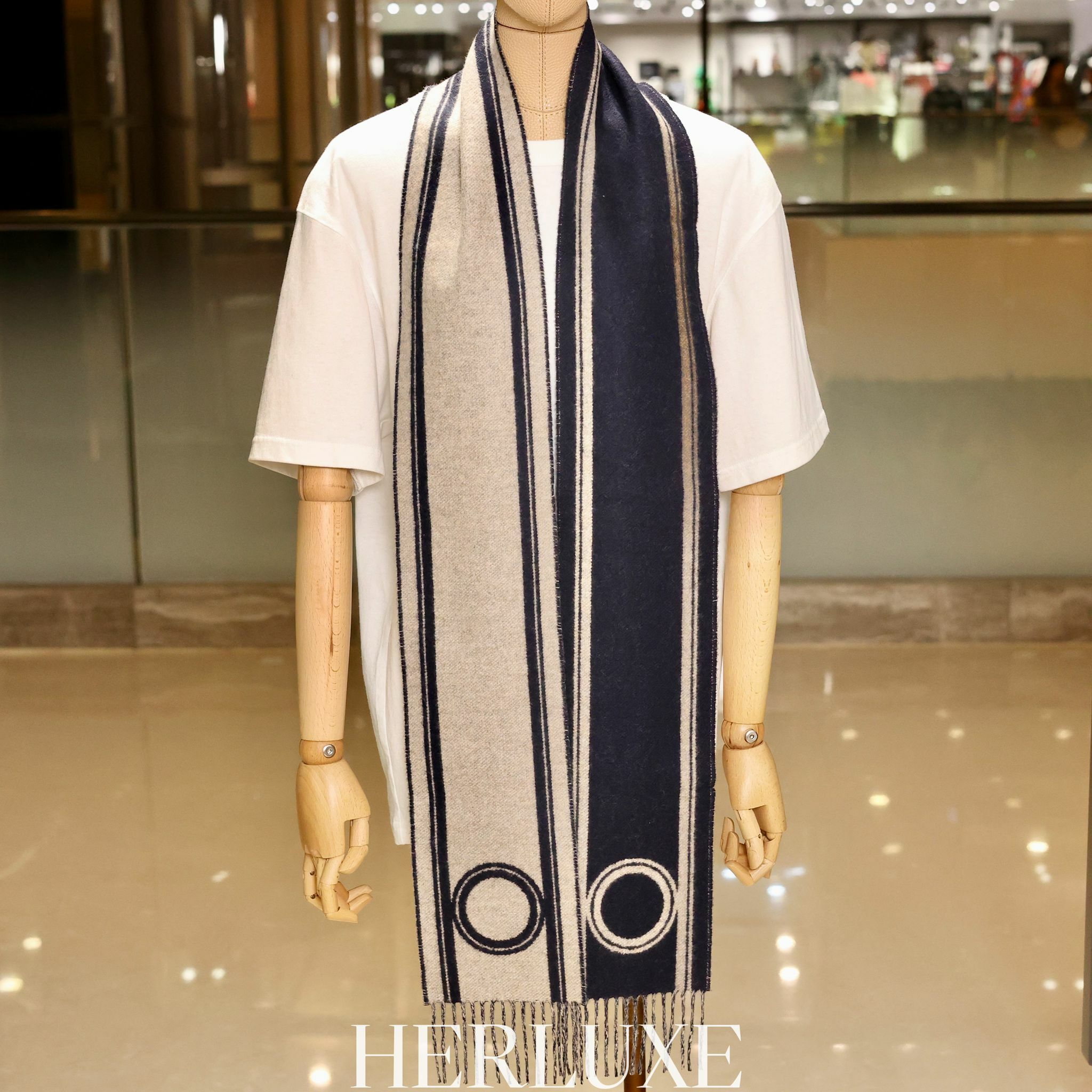 Casaque bande de repos muffler 15 x 195 cm marine / beige chine