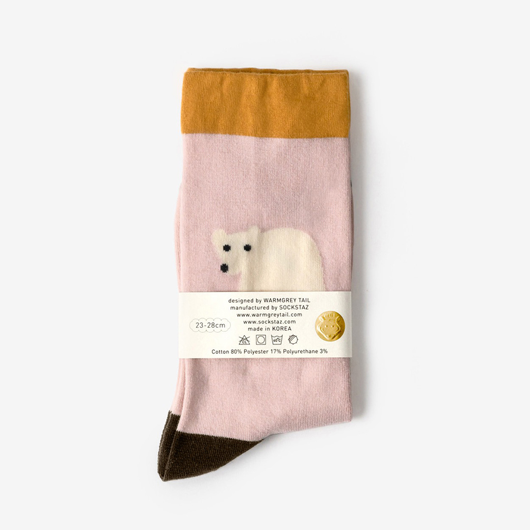 WARMGREY TAIL 中筒襪-滾滾熊(二色可選)