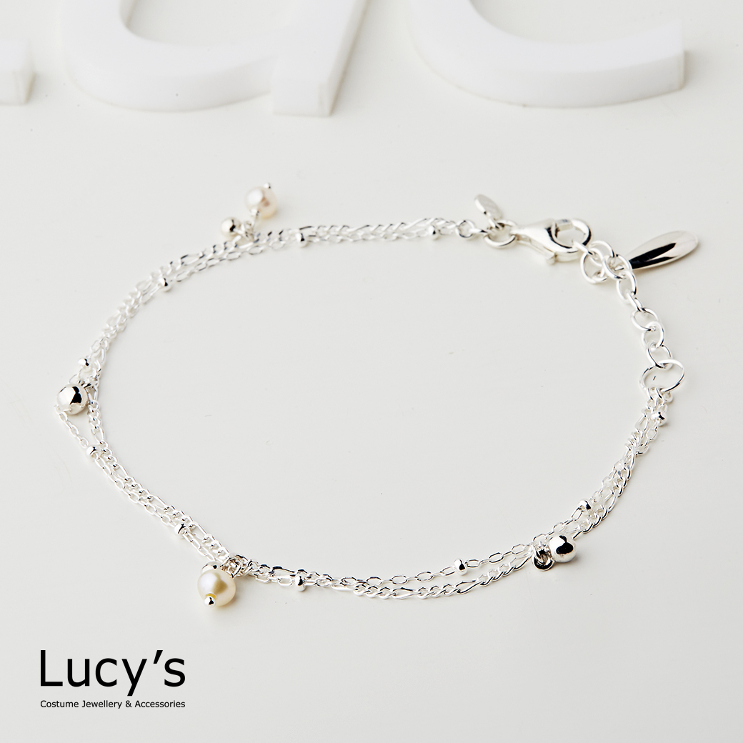 LUXURY 系列｜925純銀 柔情珍珠 雙層手鍊 (113840)