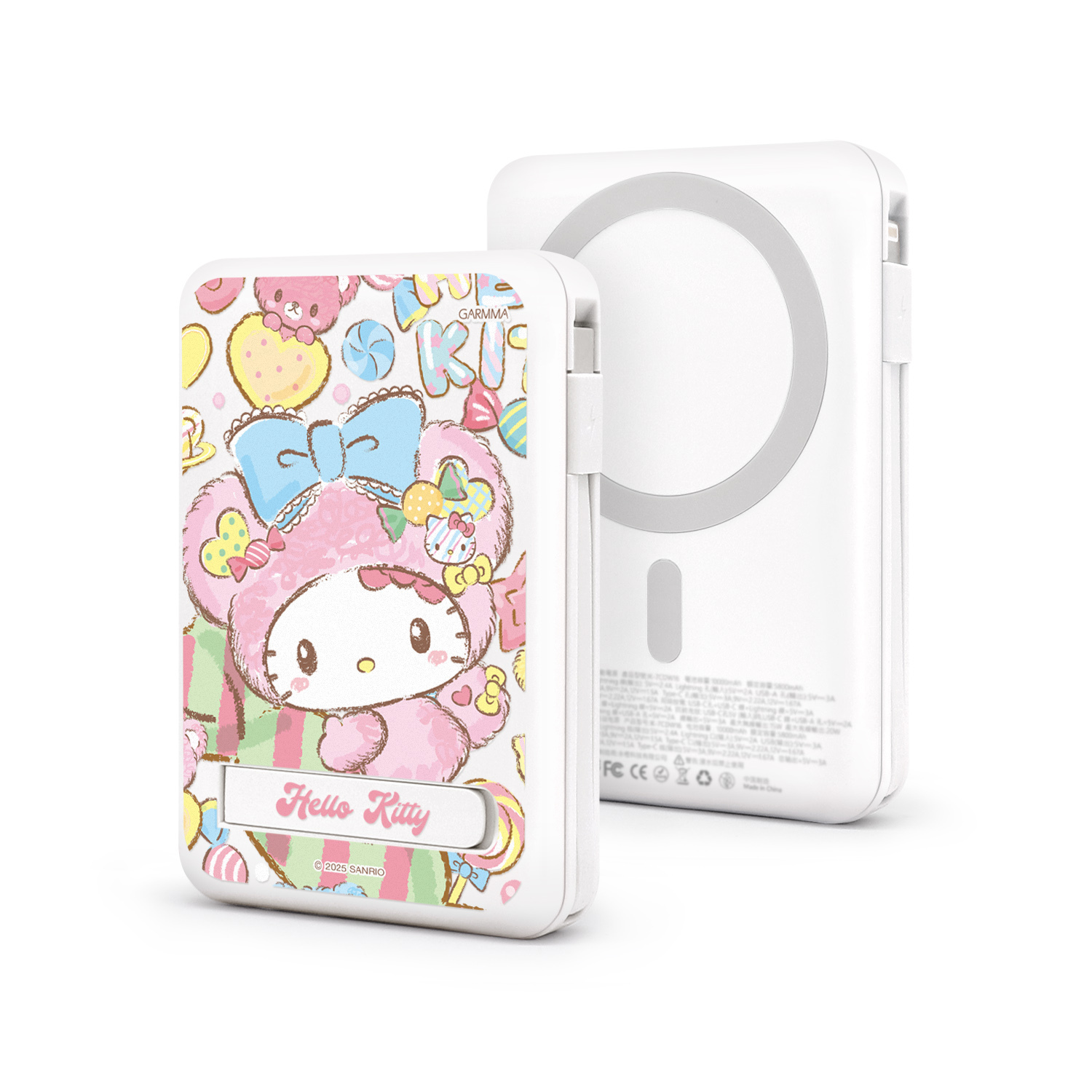 Hello Kitty 磁吸帶線五合一行動電源 糖果熊熊