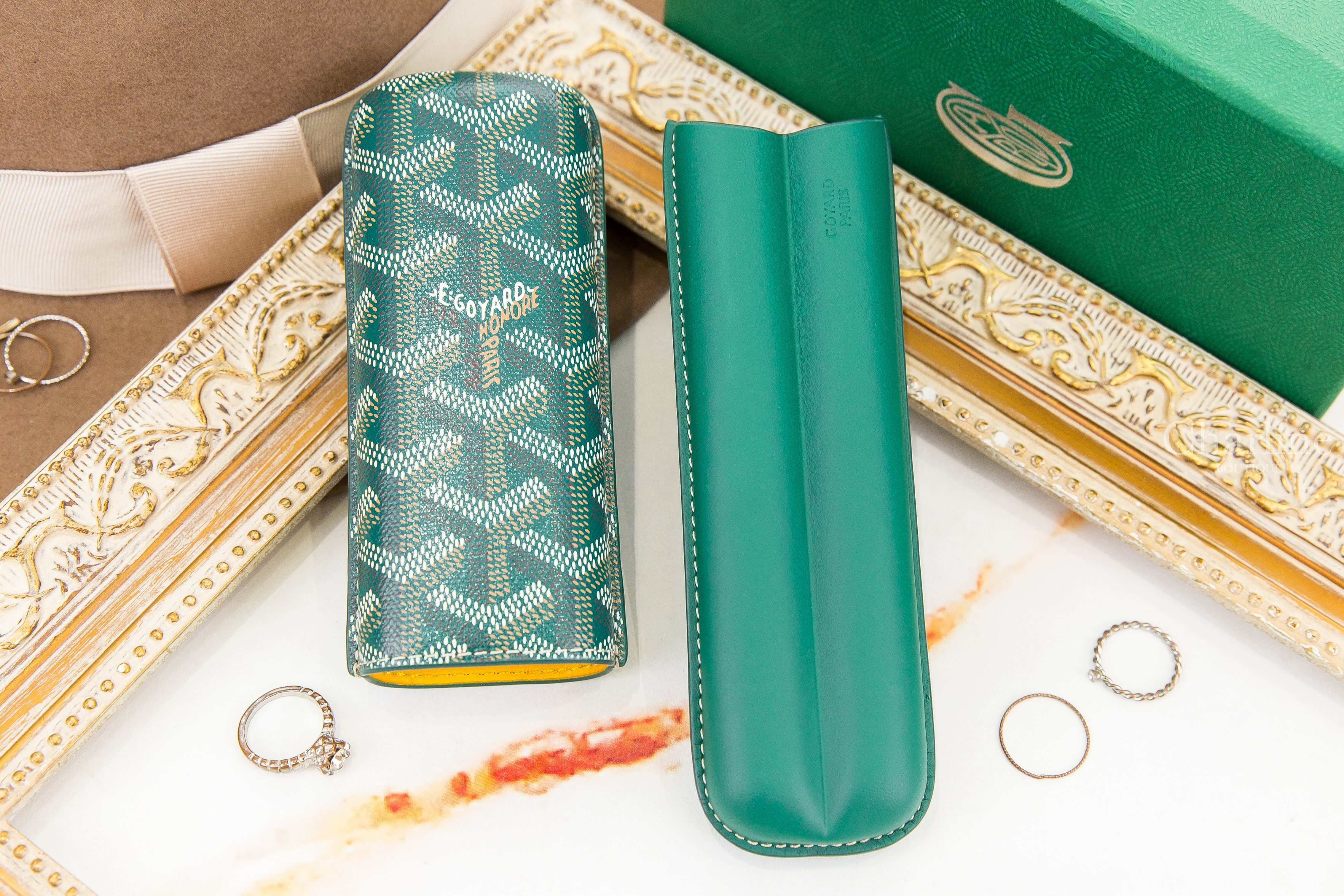 Goyard Churchill 2 Cigar Case 綠色帆布小牛皮黃色內裡兩入雪茄盒-Charline Boutique 精品代購