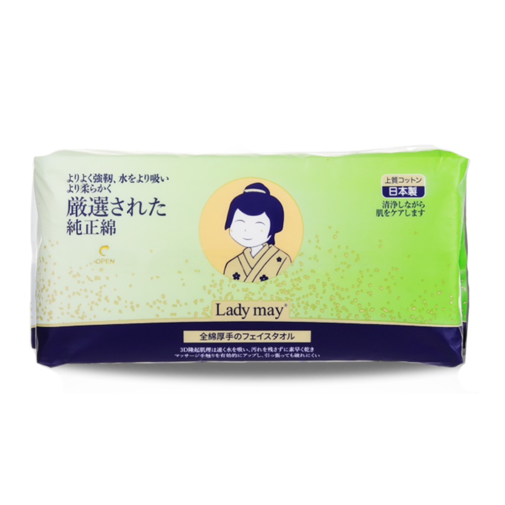 日本LADY MAY 全棉加厚洗臉巾(巨厚 型)(80枚)