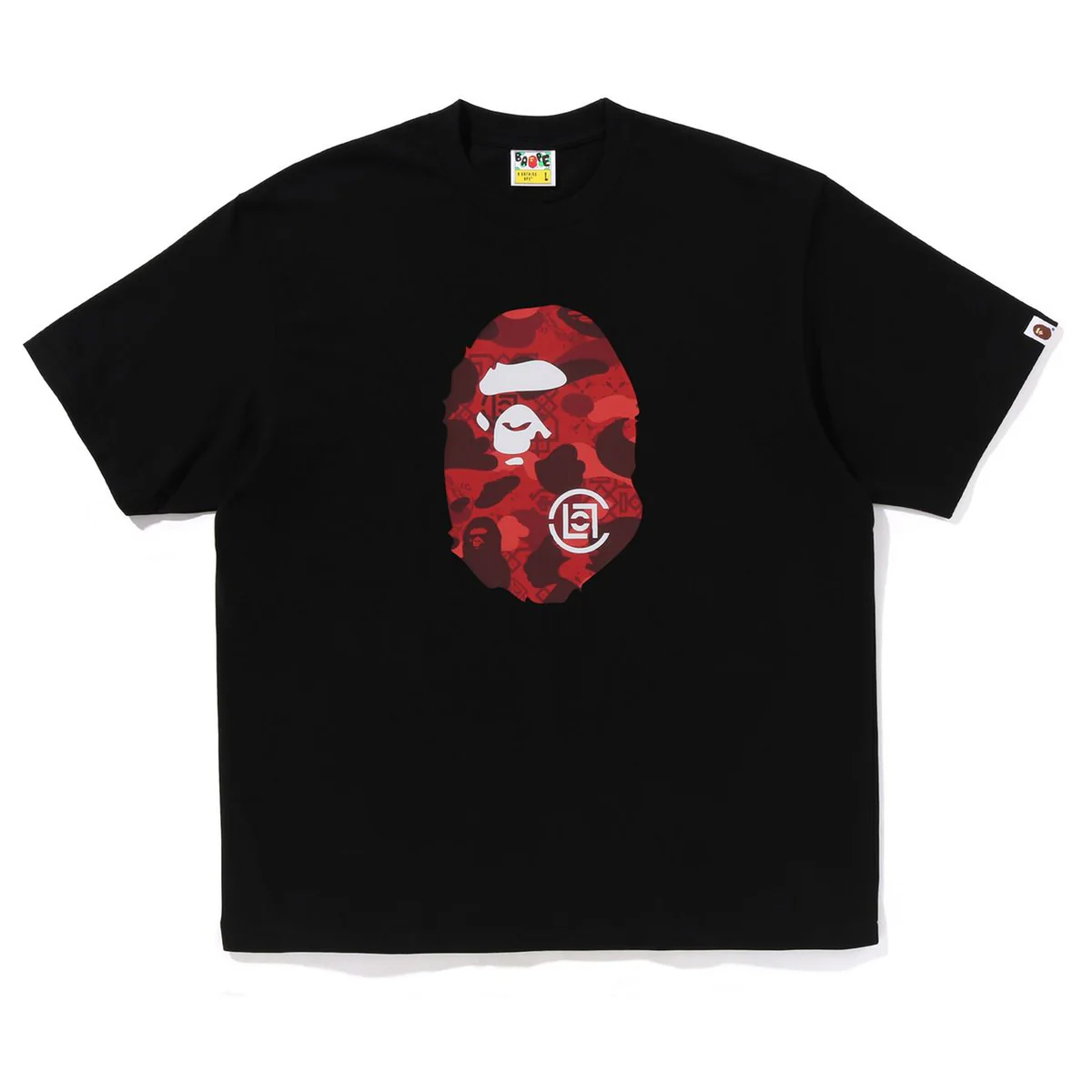 -(B4c04)-BAPE X CLOT CAMO BIG APE HEAD RELAXED FIT TEE 聯名 凝結集團 迷彩猿頭 短T 白/黑-1K73110921