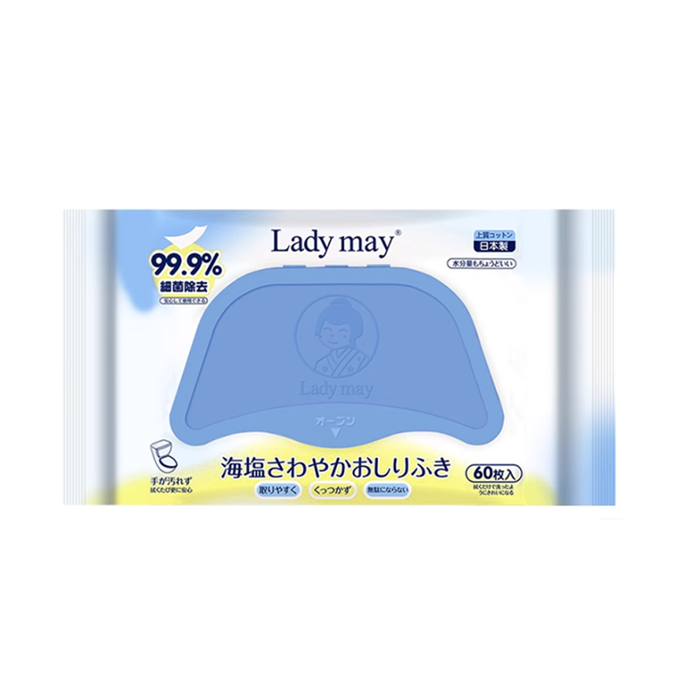 日本LADY MAY 海鹽清爽濕廁紙(60片)(柔 厚可沖散)