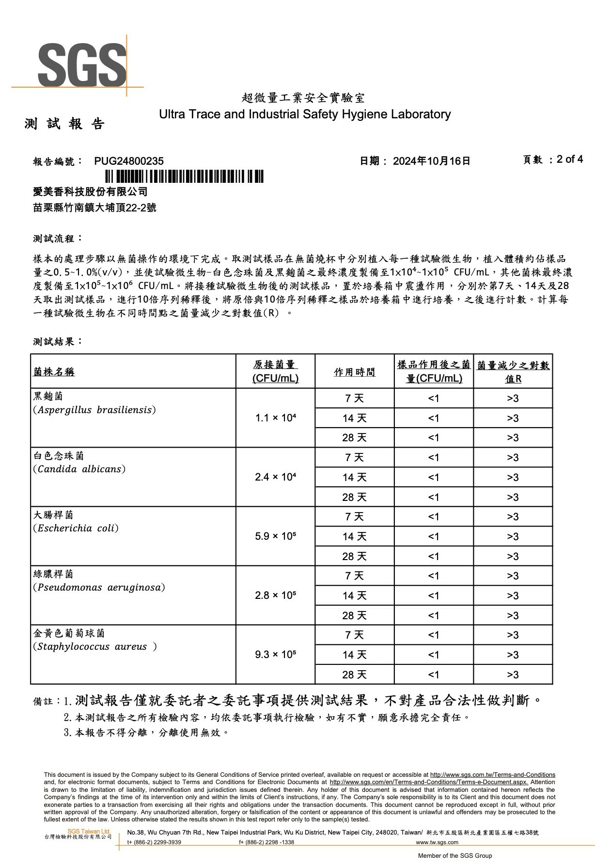 物理防曬粉底乳驗菌報告