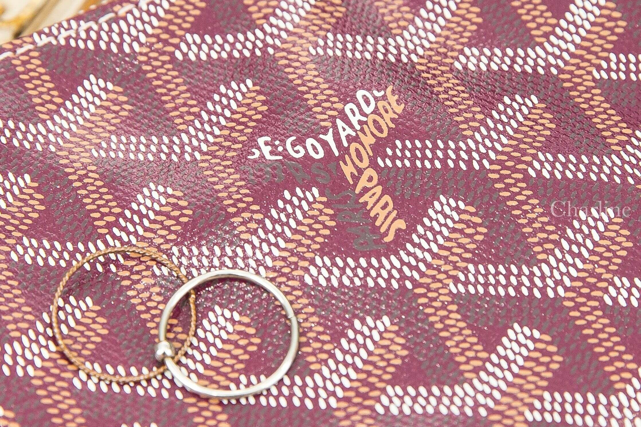 Goyard Sénat Mini Pouch 勃根地酒紅色迷你小牛皮黃色內裡銀色拉鍊零錢包