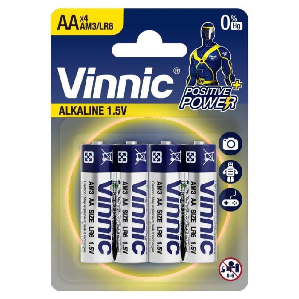 Vinnic AA鹼性電池  (1.5V) 4粒裝 AM3/LR6