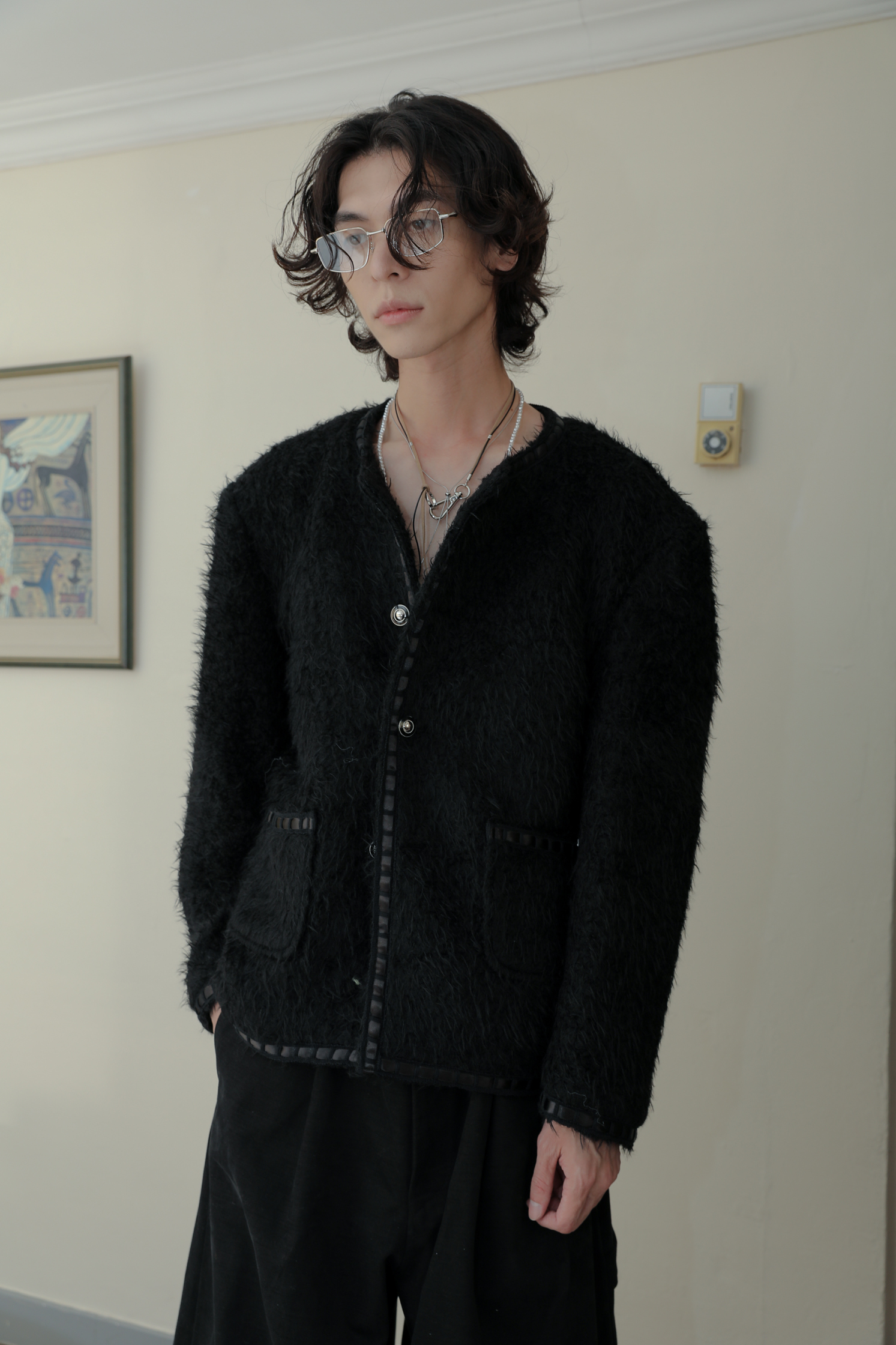 【Discount】Buckle Tweed Fur Jacket #外套