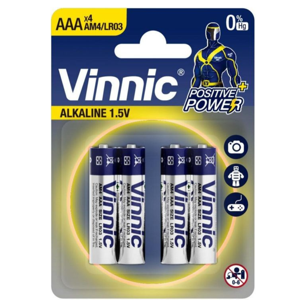 Vinnic AAA鹼性電池  (1.5V) 4粒裝 AM4/LR03