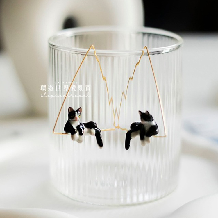 法國 Nach Bijoux 高端陶瓷手工珠寶設計師＊慵懶貓咪三角耳飾系列